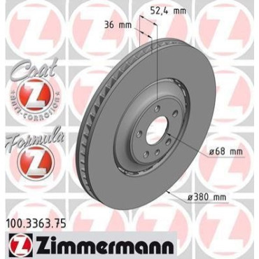Диск тормозной ZIMMERMANN 100336375