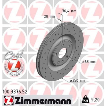 Диск гальмівний ZIMMERMANN 100337652