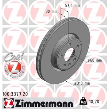 Диск тормозной ZIMMERMANN 100337720