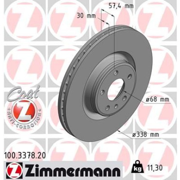 Диск тормозной ZIMMERMANN 100337820