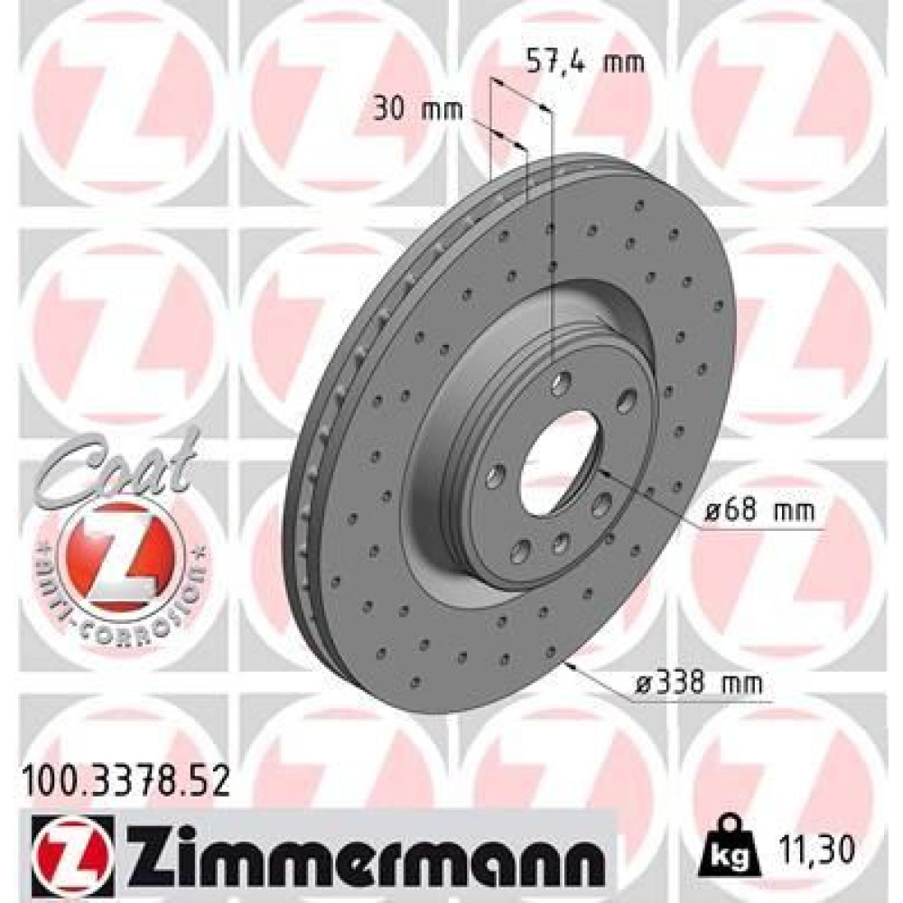 Диск гальмівний ZIMMERMANN 100337852