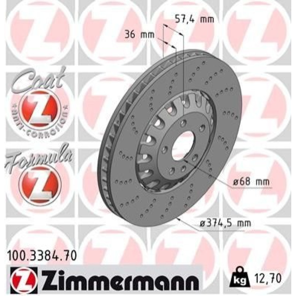 Диск гальмівний ZIMMERMANN 100338470