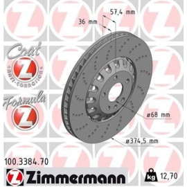 Диск гальмівний ZIMMERMANN 100338470