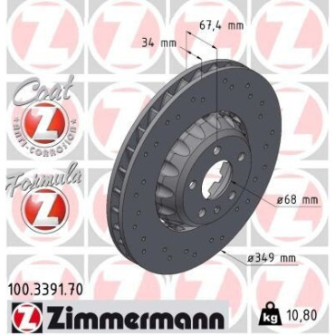 Диск гальмівний ZIMMERMANN 100339170