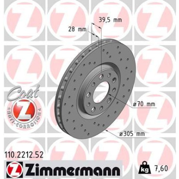 Диск тормозной ZIMMERMANN 110221252