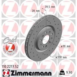 ZIMMERMANN 110221752 Диск гальмівний ZIMMERMANN 110221752