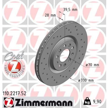 Диск тормозной ZIMMERMANN 110221752