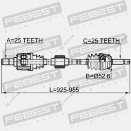 Приводной вал правый Febest 1214solrh
