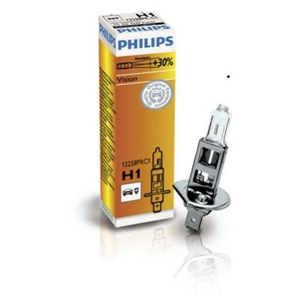 Автолампа H1 12V 55W P14.5s Vision +30% (1 в упаковці) PHILIPS 12258prc1