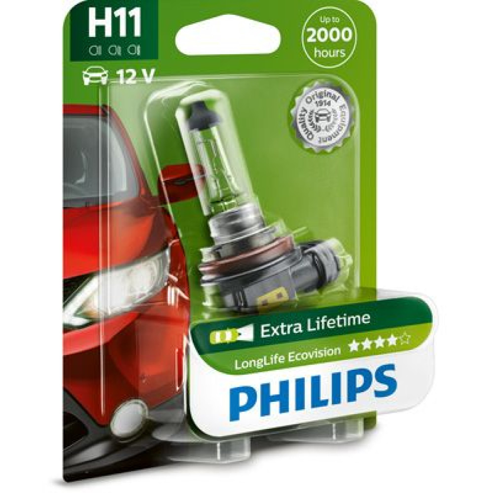 Автолампа H11 12V 55W PGJ19-2 PHILIPS 12362llecob1