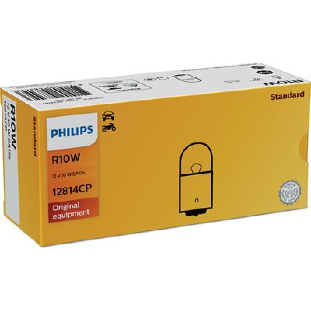 Автолампа R10 W12 V10W BA15s PHILIPS 12814cp