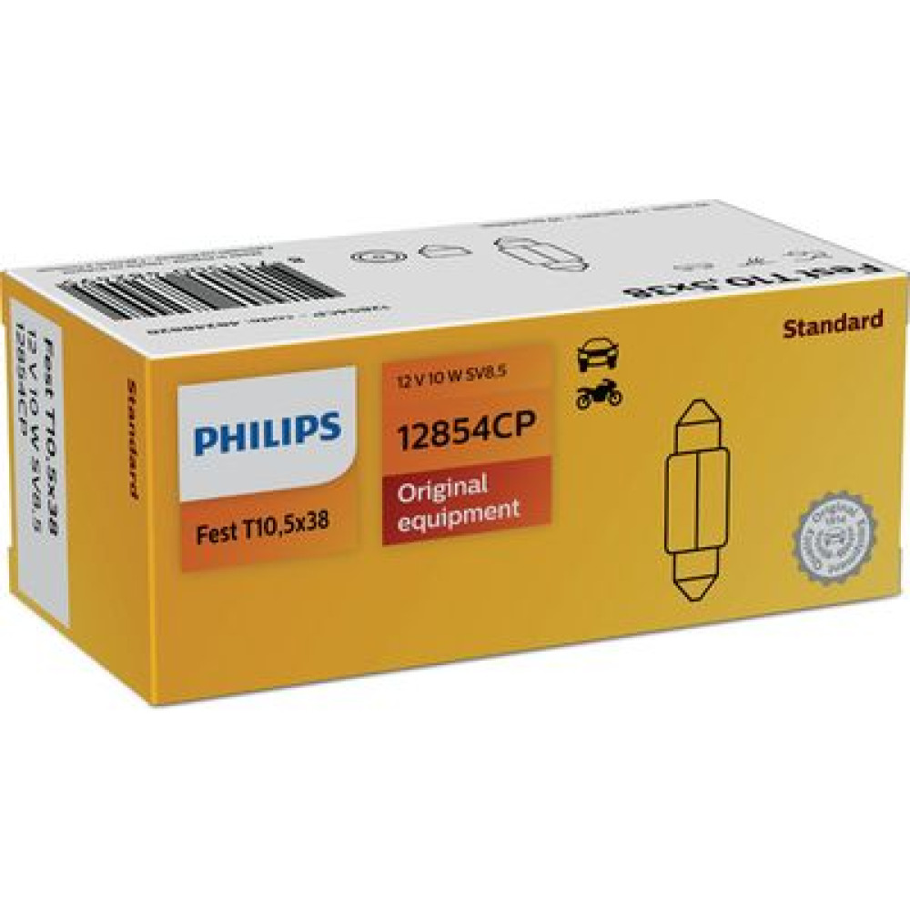 Автолампа 12V 10W SV8.5 T10,5x38 PHILIPS 12854cp