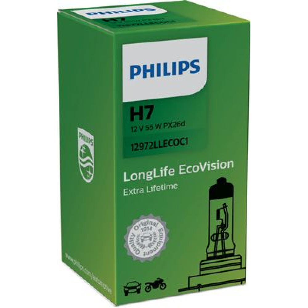 Автолампа H7 12V 55W PX26d LongerLife Ecovision (1 в упаковці) PHILIPS 12972llecoc1