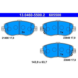 ATE 13046055002 Комплект гальмівних колодок з 4 шт. дисків ATE 13046055002