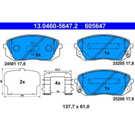 Комплект тормозных колодок из 4 шт. дисков ATE 13046056472