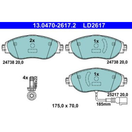 Комплект гальмівних колодок з 4 шт. дисків ATE 13047026172
