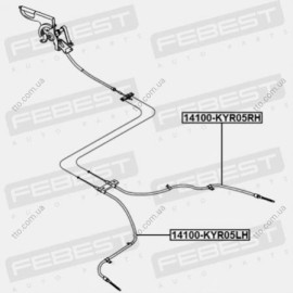 Трос ручного гальма правий Febest 14100kyr05rh