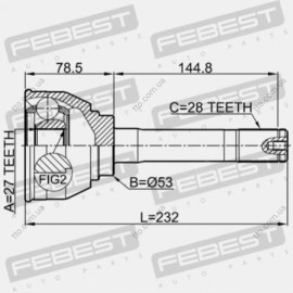 Шарнір рівних кутових швидкостей з елементами монтажу Febest 1410kor