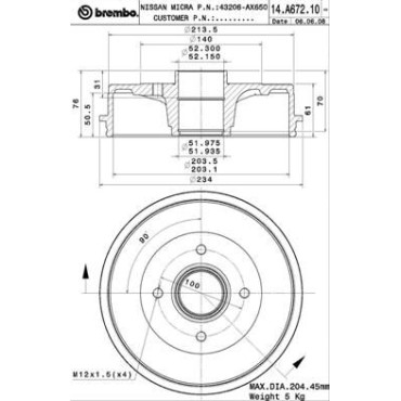 Гальмівний барабан BREMBO 14a67210