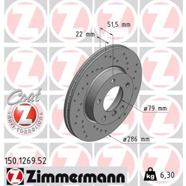 Диск гальмівний ZIMMERMANN 150126952