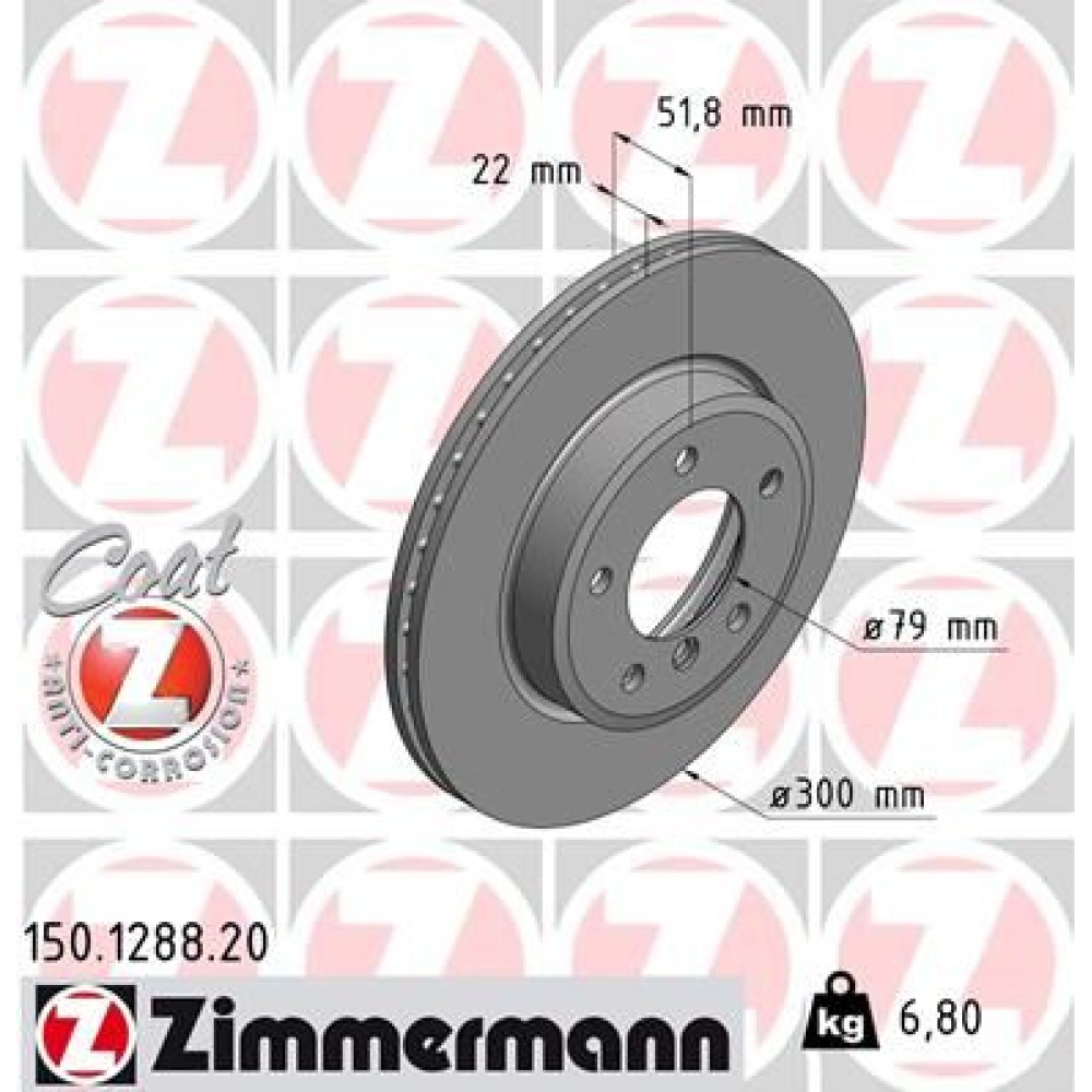 Диск гальмівний ZIMMERMANN 150128820