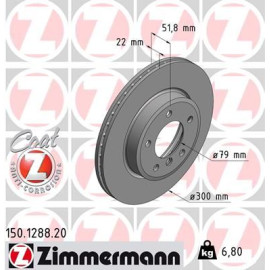 ZIMMERMANN 150128820 Диск гальмівний ZIMMERMANN 150128820