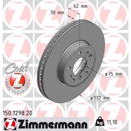 ZIMMERMANN 150129820 Диск тормозной ZIMMERMANN 150129820
