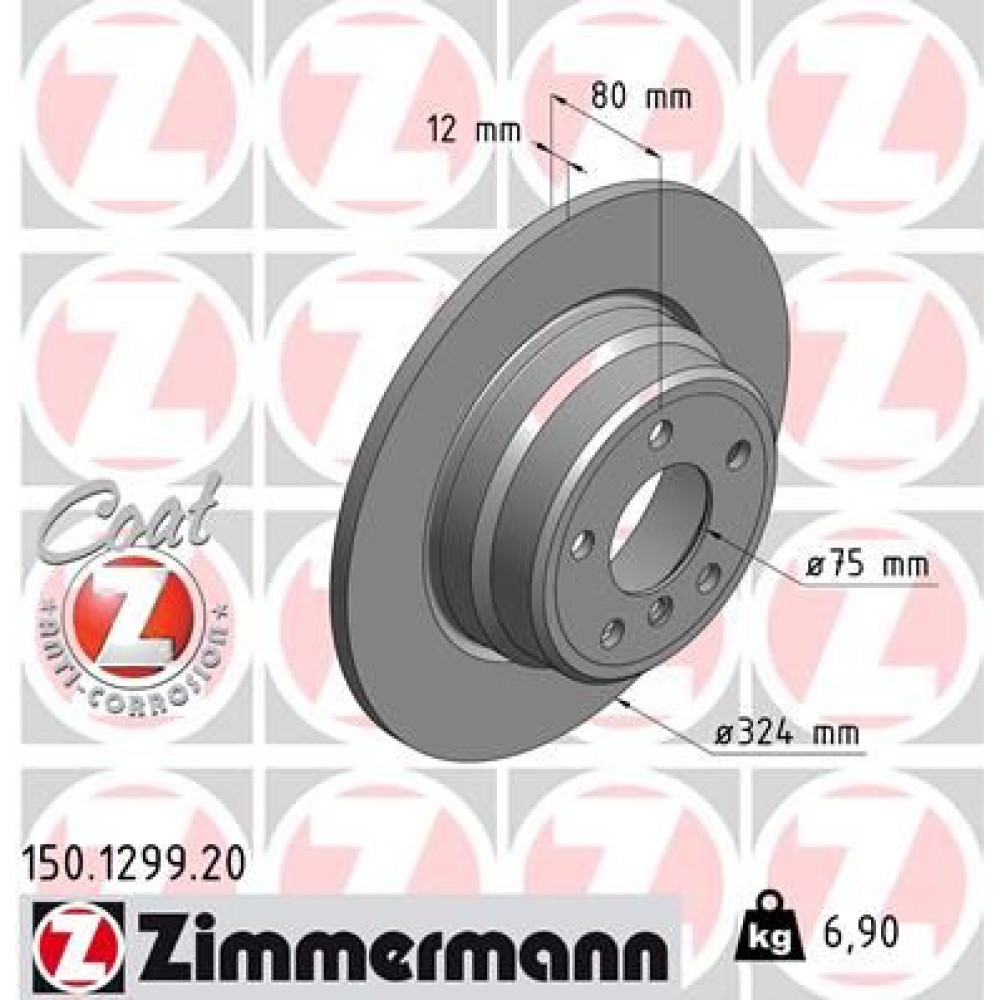 Диск гальмівний ZIMMERMANN 150129920