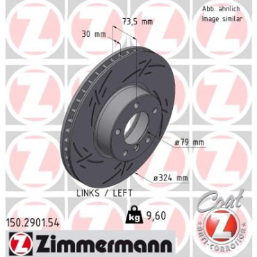 Диск тормозной левый ZIMMERMANN 150290154