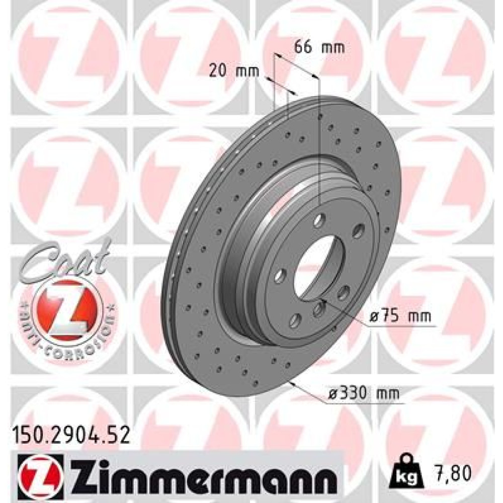 Диск тормозной ZIMMERMANN 150290452