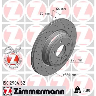 Диск тормозной ZIMMERMANN 150290452