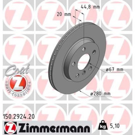 Диск тормозной ZIMMERMANN 150292420