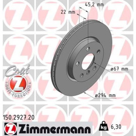 ZIMMERMANN 150292720 Диск тормозной ZIMMERMANN 150292720