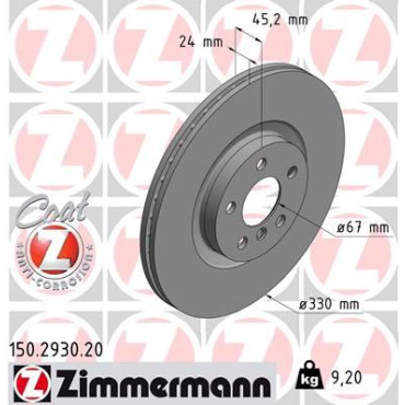 Диск тормозной ZIMMERMANN 150293020