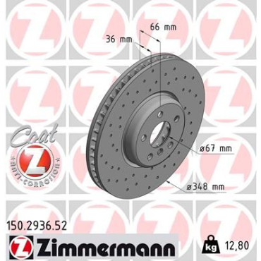 Диск тормозной левый ZIMMERMANN 150293652