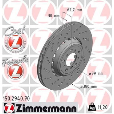 Диск тормозной левый ZIMMERMANN 150294070