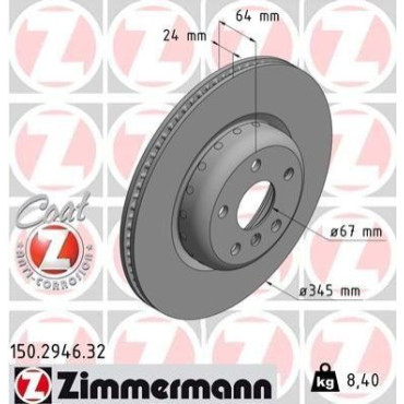 Диск гальмівний ZIMMERMANN 150294632