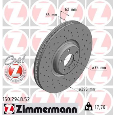 Диск тормозной правый ZIMMERMANN 150294852