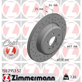 Диск тормозной правый ZIMMERMANN 150295352