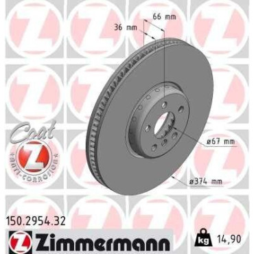 Диск тормозной левый ZIMMERMANN 150295432