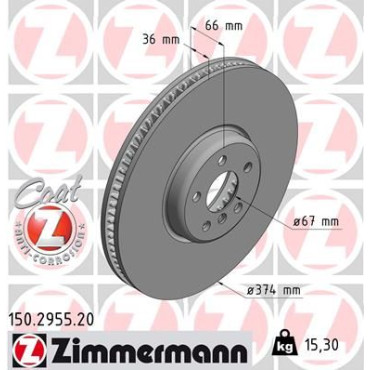 Диск тормозной правый ZIMMERMANN 150295520