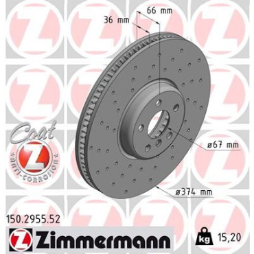 Диск тормозной правый ZIMMERMANN 150295552