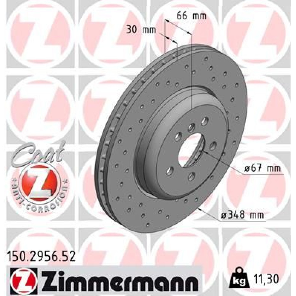 Диск тормозной ZIMMERMANN 150295652