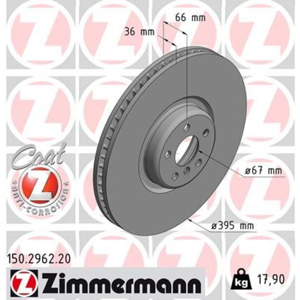 Диск гальмівний лівий ZIMMERMANN 150296220