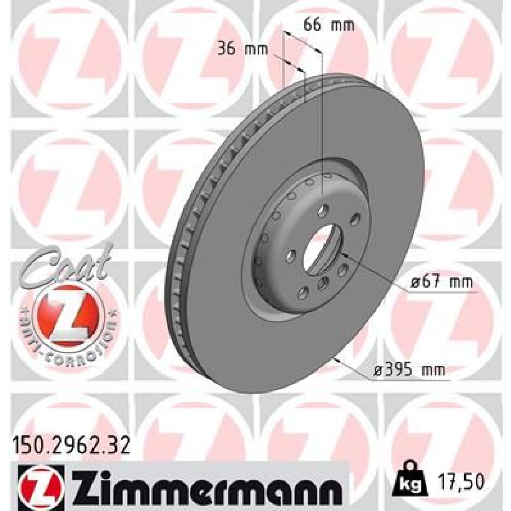Диск тормозной левый ZIMMERMANN 150296232