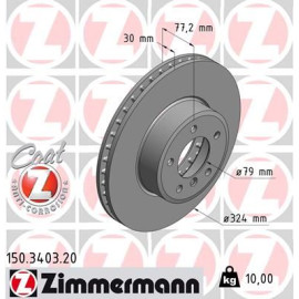 ZIMMERMANN 150340320 Диск тормозной передний ZIMMERMANN 150340320