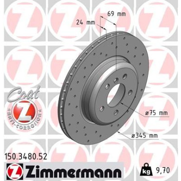 Диск гальмівний ZIMMERMANN 150348052