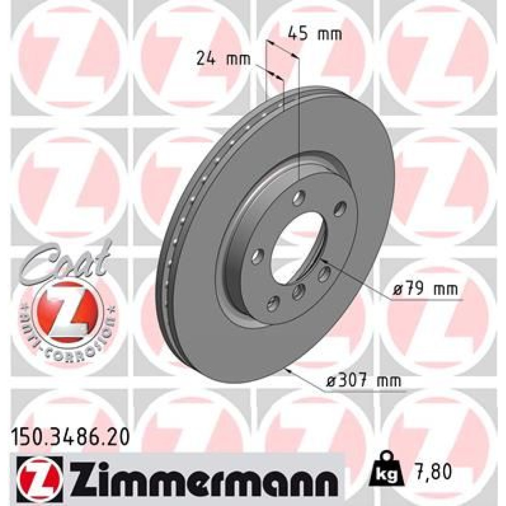 Диск тормозной ZIMMERMANN 150348620