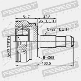 ШРУС зовнішній задній Febest 1610212a96r