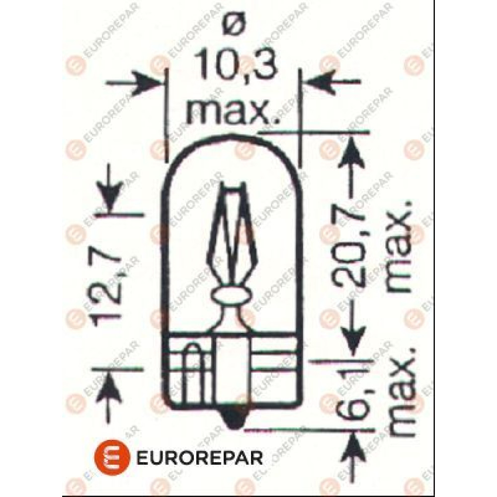Лампа розжарювання W5W 12V 5W EUROREPAR 1616431580
